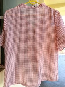 Pink Gingham Ruffle Blouse