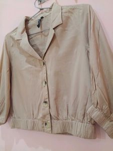 Beige Button-Down Crop Top for women