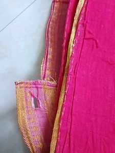 Kolkata Saree With Red And Golden Embroidery