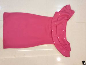 Pink Pearl Detail Dress