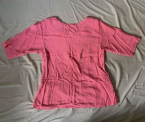 Coral Crochet Accent Top