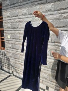 ✨ Navy Blue Velvet Kurta with Silver Pants ✨