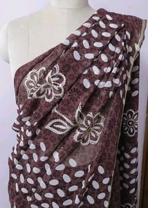 Elegant Brown Printed Saree