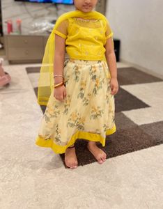 Yellow Lehnga For Little Girl
