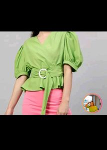 Green Wrap Style Top.Size 36 Inches