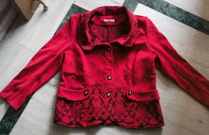 Red Embroidered Women's Jacket