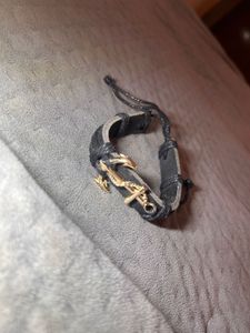 Gold &amp; Black Anchor Bracelet