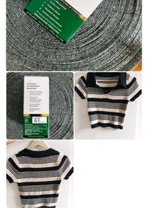 Striped Polo Crop Top