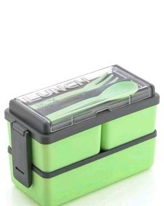 Lunch Box with Utensils Green /Orange
