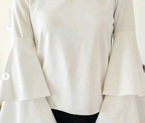 Shein White Ruffle Top Tiered Bell Sleeves