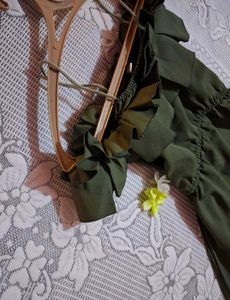Olive Green Ruffle Dress