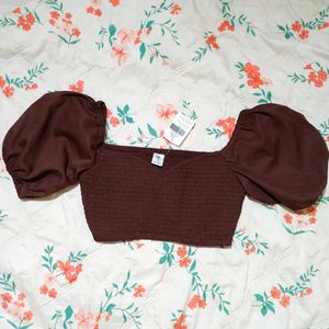 SSS Brown Puff Sleeve Top