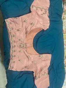 Elegant Pink Embroidered Saree With Blouse