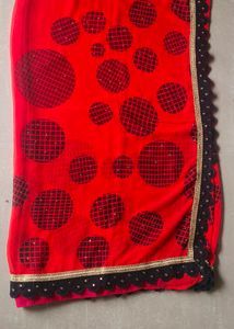 Black and Red Party Wear Georgette Saree