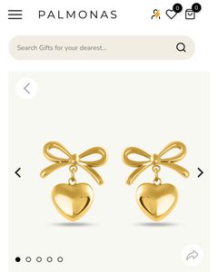 Gold Heart Bow Earrings