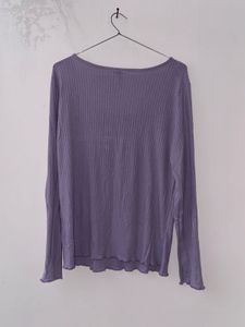 Lavender Ribbed Scoop Neck Long Sleeve Top