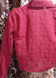 Net Full-Sleeve Crop Shirt