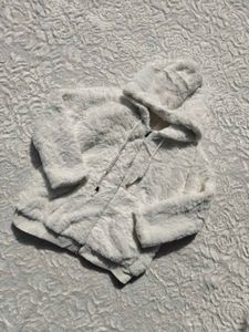 Fuzzy White Hooded Jacket