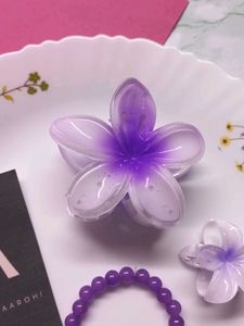 Purple Bead Bracelet &amp; Hair Clips