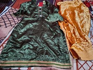 Green & Gold Kurta Set