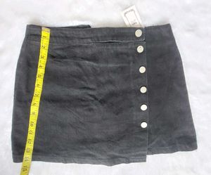 Button Denim Mini Skirt