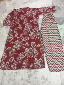 A Red Burgandi Kurti 2 Piece