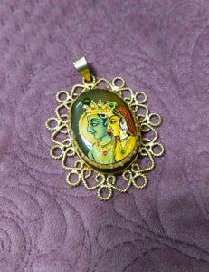 Radha Krishna Hand-painted Pendant