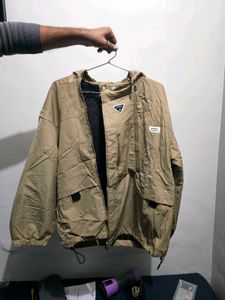 Men's Tan Hooded Jacket