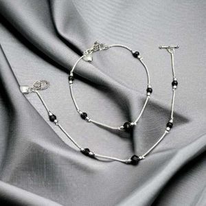 New Silver Beaded Anklet