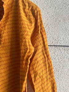 New Kurti Set -Musturd With Red Cotton Pant