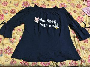 Navy Blue Oversized Stretchable Top