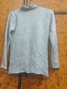 Grey Turtleneck Top