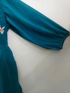 Embroidered Teal Top