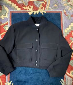 Button up Black Bomber Jacket