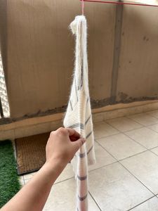 White Sweatshirt With Gray Strips