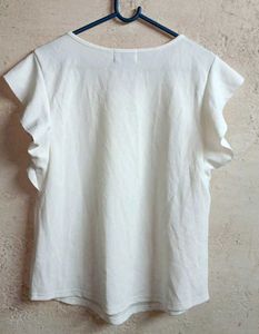 White Ruffle Sleeve Top