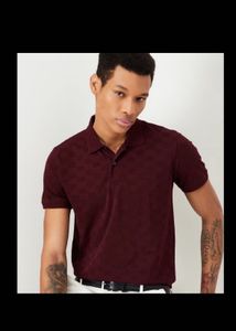 Burgundy Patterned Polo Shirt