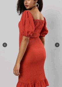 Red Puff Sleeve Mini Dress