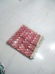 Maroon Embellished Dupatta chunri