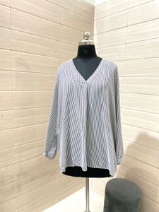 H&M Oversized Striped V-Neck Top