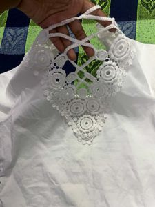 White Crochet Back Top