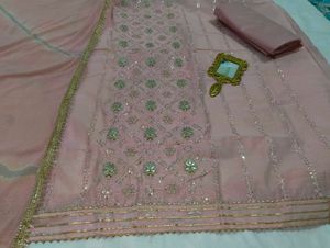Pink Embroidered Salwar Kameez With Inner