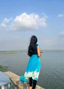 Elegant Blue Dress With Beautiful Work