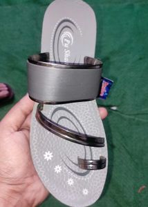 New Stylish Grey Flats  Sandals Pu Chappal Slipper