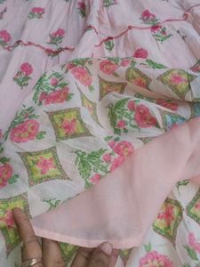 Peach Floral Anarkali Kurti