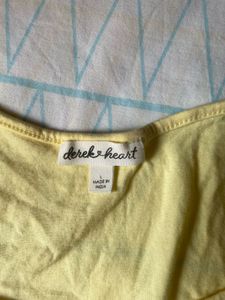 Pastel Yellow Ribbed Crop Tank Top – Size L