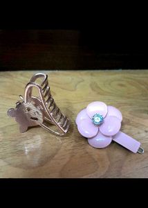Floral Print Button Up+Hair clip set