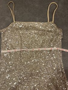 Gold Sequined Mini Dress