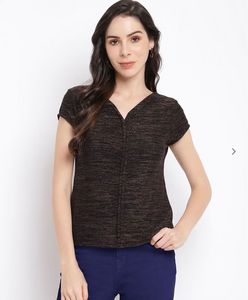 Textured V Neck Top