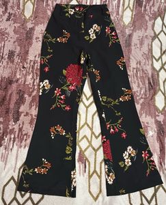 Chic Black Floral Wide-Leg Palazzo Pants